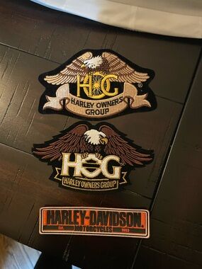 3 for 20.00 Harley-Davidson Black and Brown Eagle Patch Trio with Orange Logo